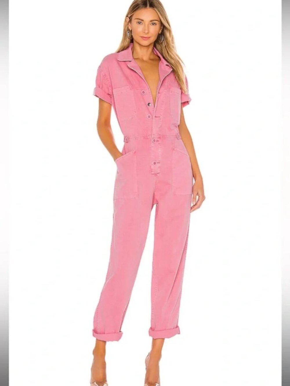 Pistola Denim Jumpsuit in Flamingo Pink XS